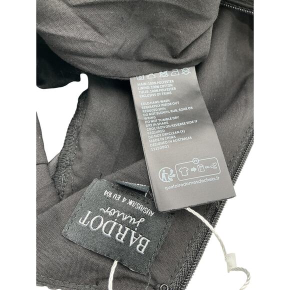 Bardot Embellished Black Wednesday Organza Trim Dress Size 4 - Picture 4 of 4